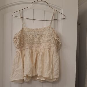 American Eagle Outfitters Cream Smocked Camisole